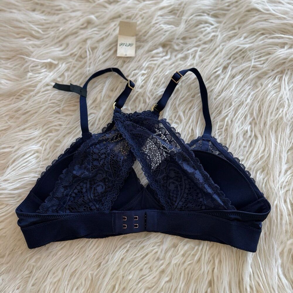 Aerie Real Power Wireless Push Up Paisley Lace Bra Blue Size 32A - Picture 4 of 7